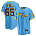 Cooneas M.Brewers #65 Nestor Cortes Player Light Blue City Connect Home Game Stitched Jerseys