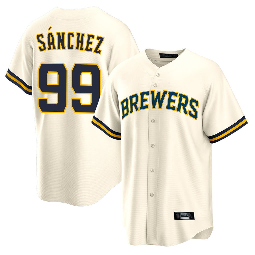 Cooneas M.Brewers #99 Gary Sanchez Player Cream Home Game Stitched Jerseys