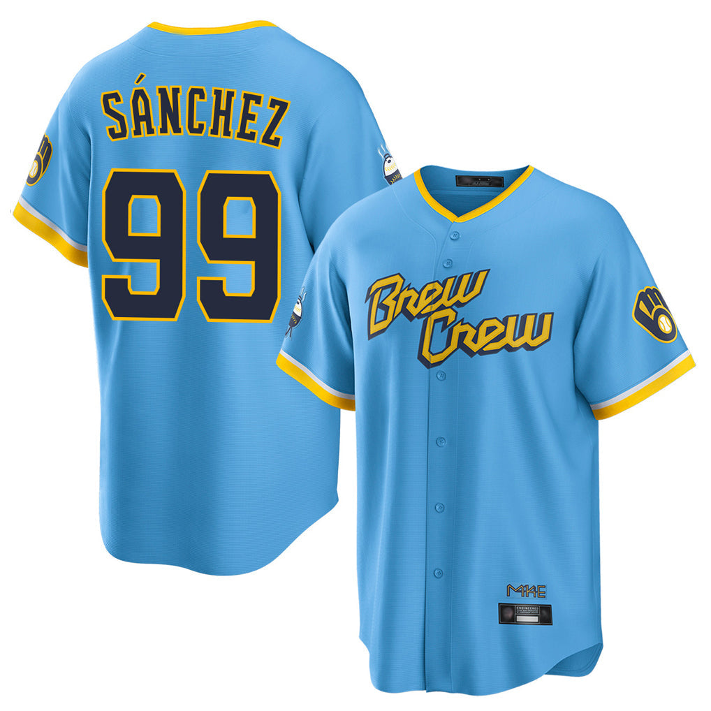 Cooneas M.Brewers #99 Gary Sanchez Player Light Blue City Connect Home Game Stitched Jerseys