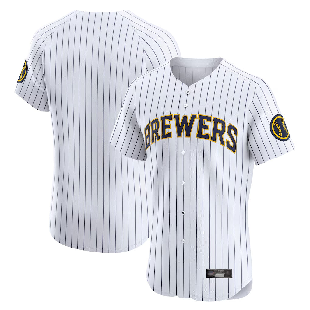 Cooneas M.Brewers Blank Player White Stripes Home Limited Elite Stitched Jerseys