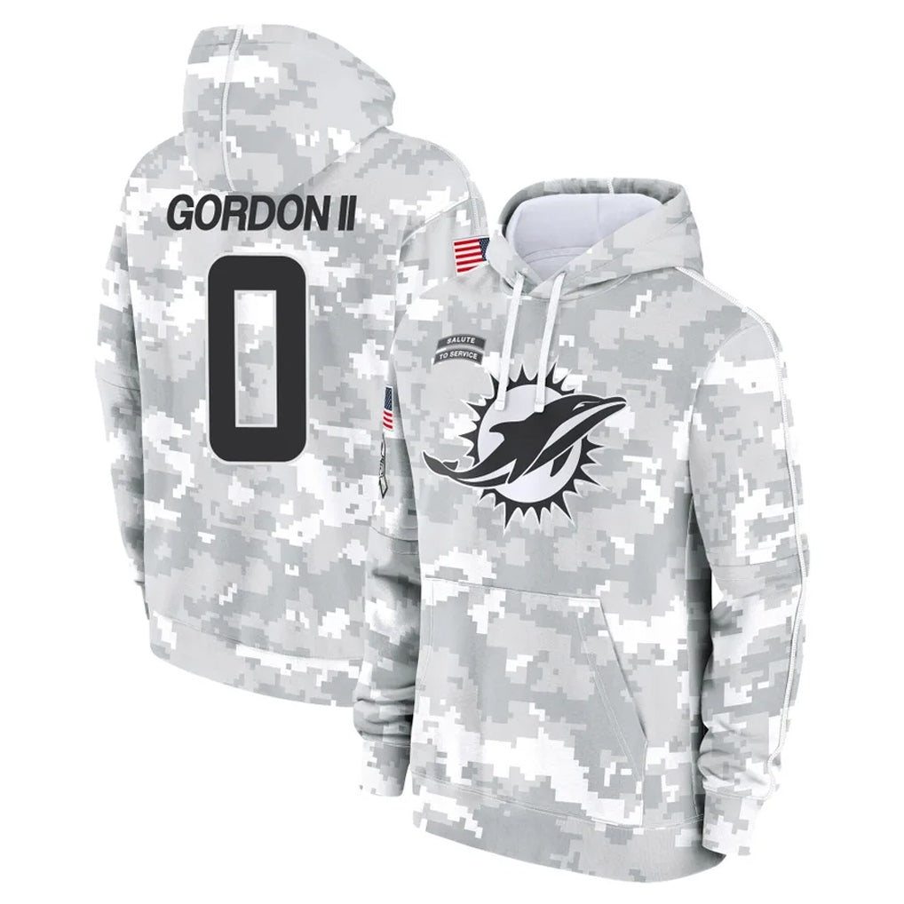 Cooneas M.Dolphins #0 Ollie Gordon II Player Arctic Camo Salute to Service Hoodies Limited Game Stitched Jerseys