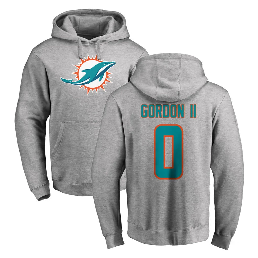Cooneas M.Dolphins #0 Ollie Gordon II Player Gray LOGO Pullover Hoodies Limited Stitched Jerseys