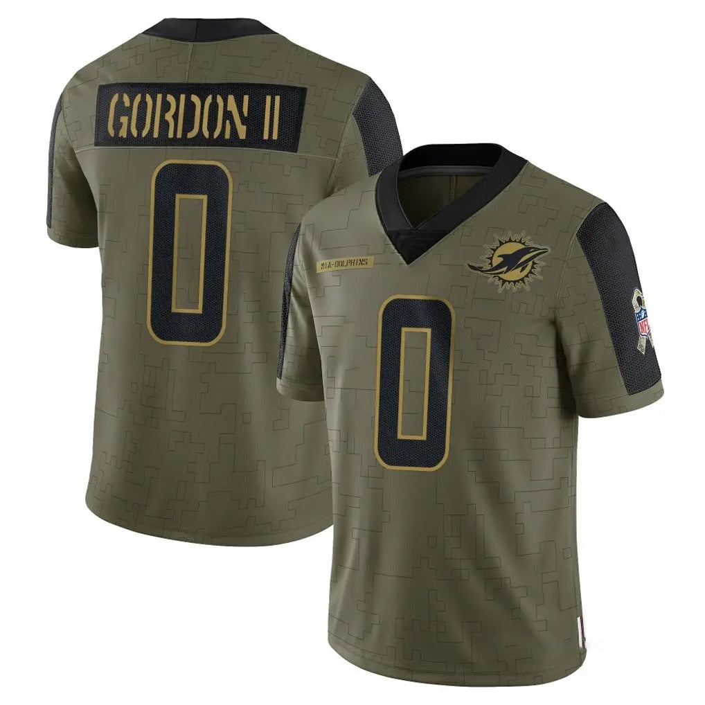 Cooneas M.Dolphins #0 Ollie Gordon II Player Olive Salute To Service Limited Game Stitched Jerseys