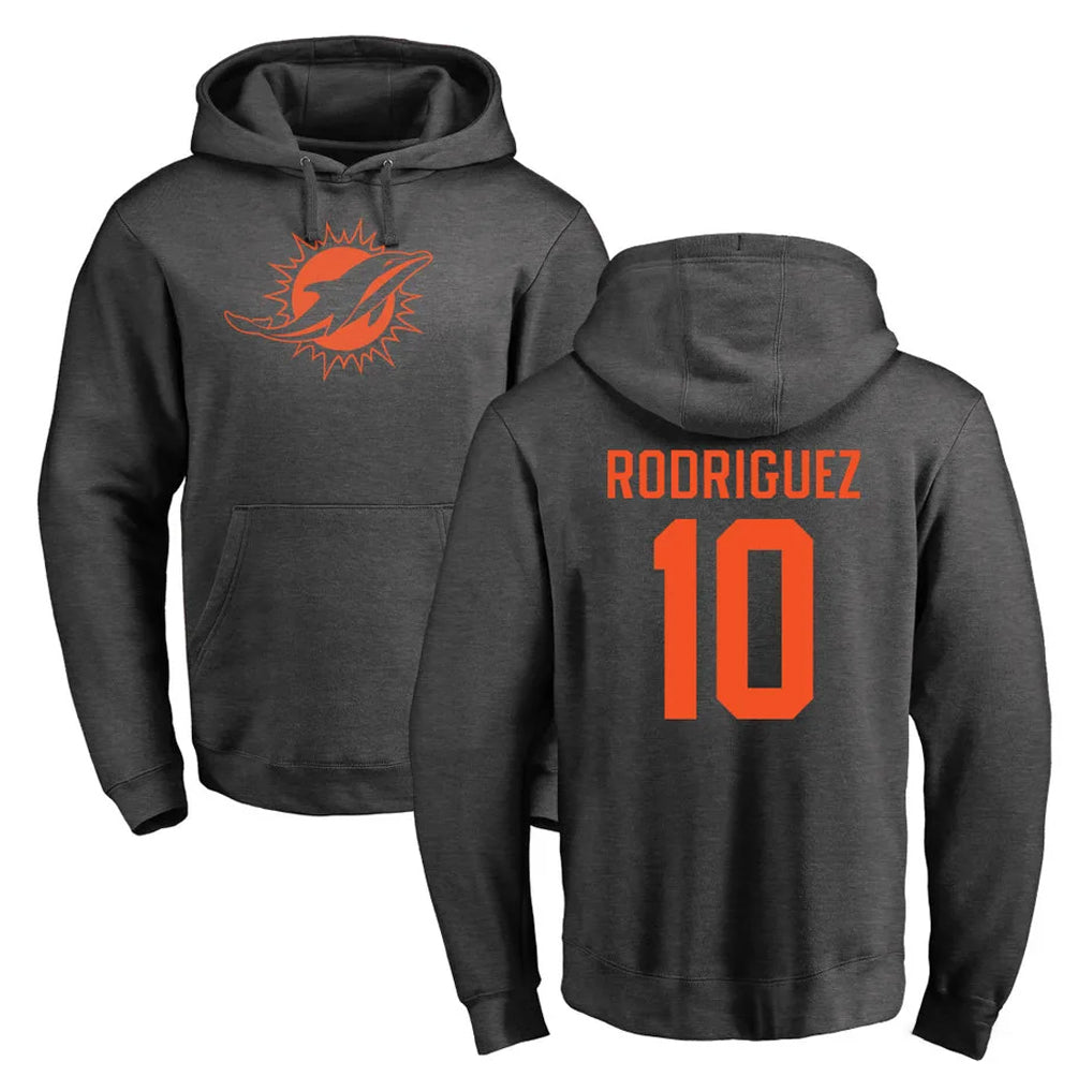 Cooneas M.Dolphins #10 Jacob Rodriguez Player Darkgray Pullover Hoodies Limited Stitched Jerseys