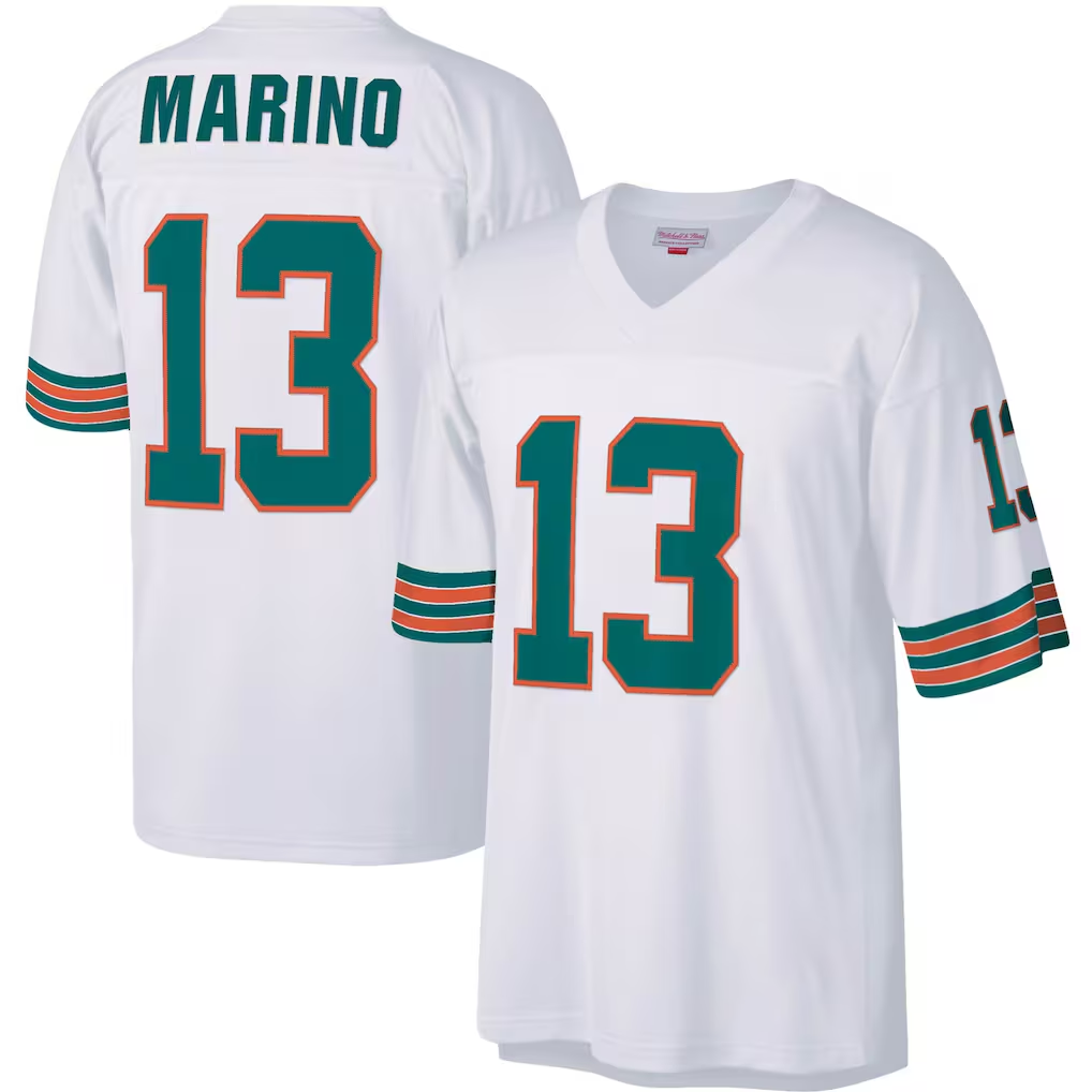 Cooneas M.Dolphins #13 Dan Marino Mitchell & Ness White Big & Tall 1984 Retired Player Replica Stitched Jerseys