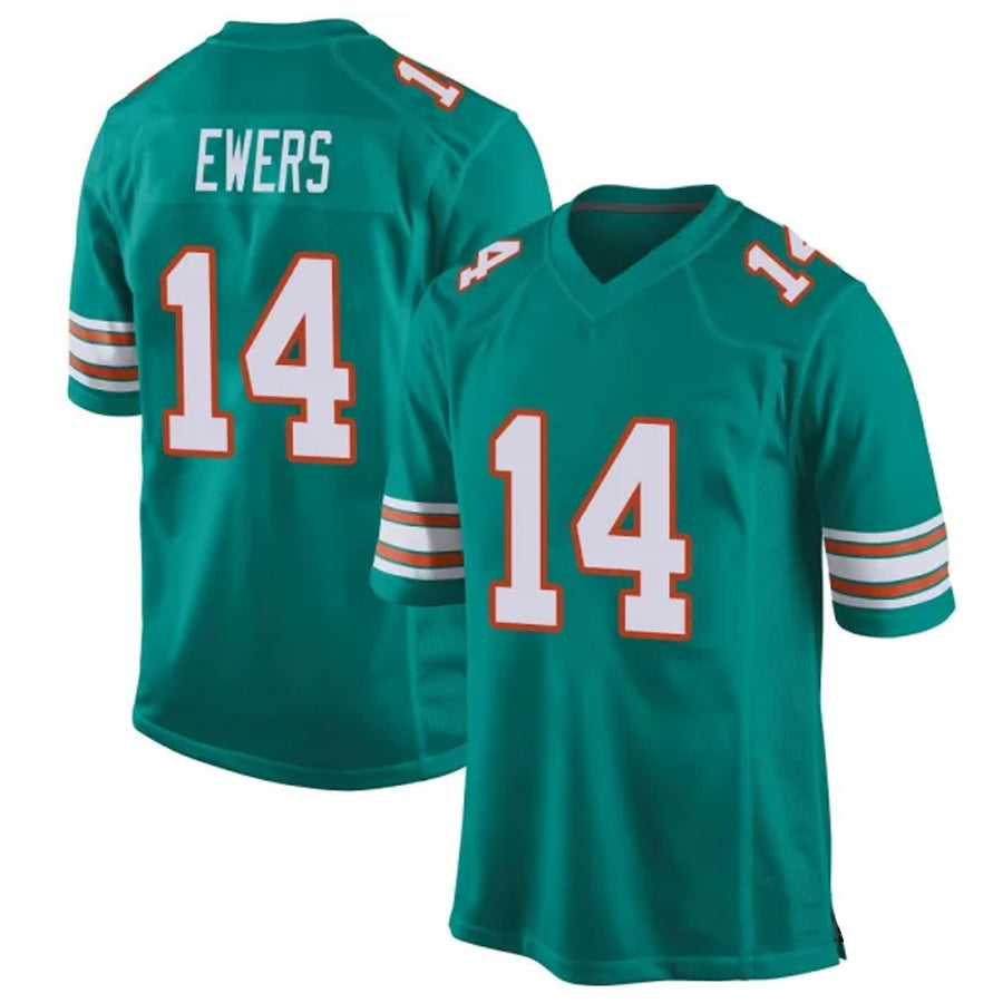 Cooneas M.Dolphins #14 Quinn Ewers Player Aqua Game Stitched Jerseys