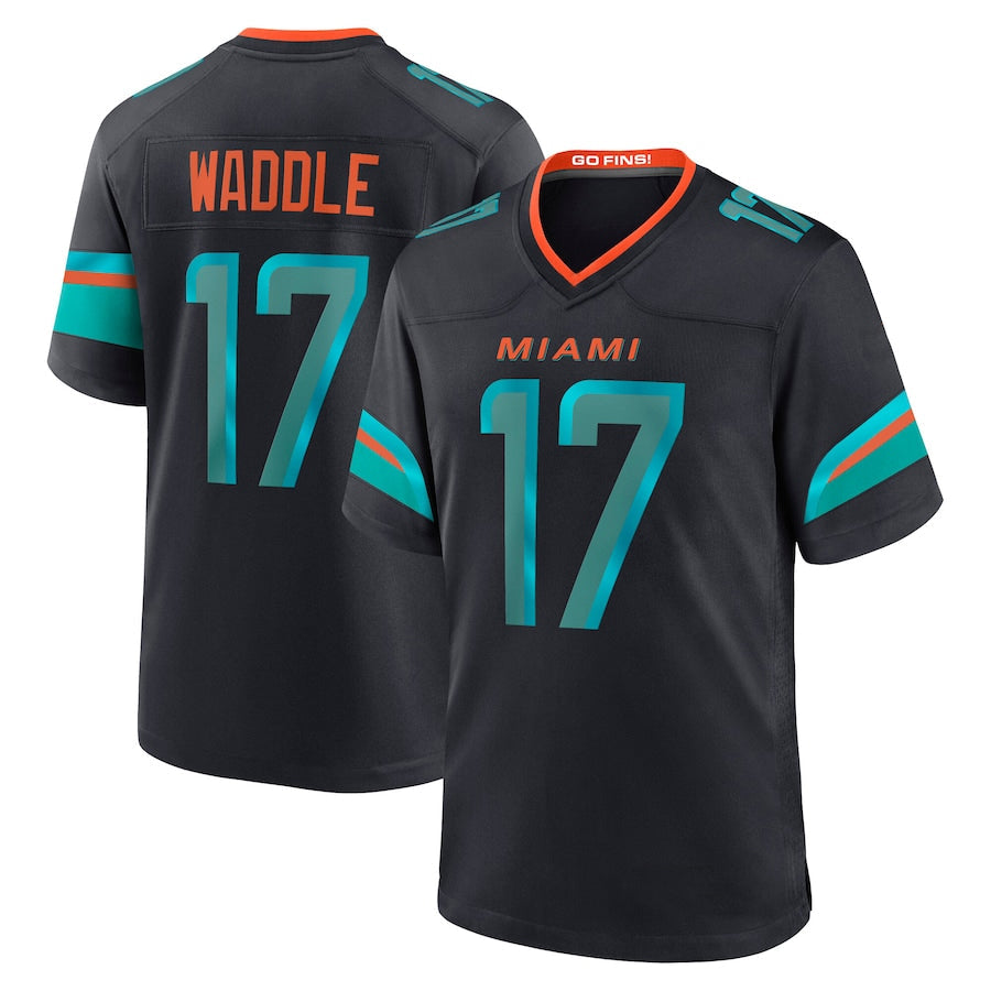 Cooneas M.Dolphins #17 Jaylen Waddle Player Blue Rivalries Collection Game Stitched Jerseys