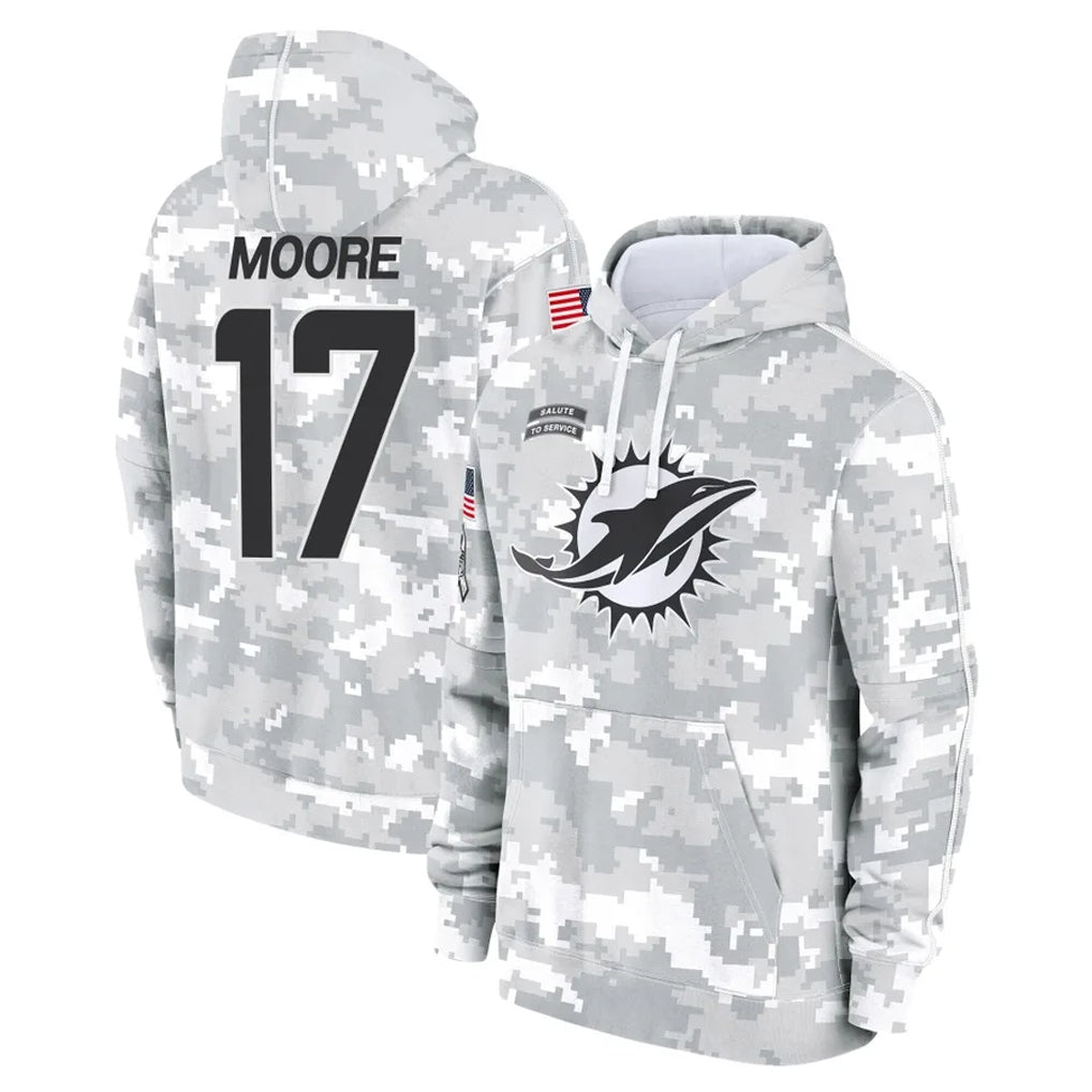 Cooneas M.Dolphins #17 Trey Moore Player Arctic Camo Salute to Service Hoodies Limited Game Stitched Jerseys