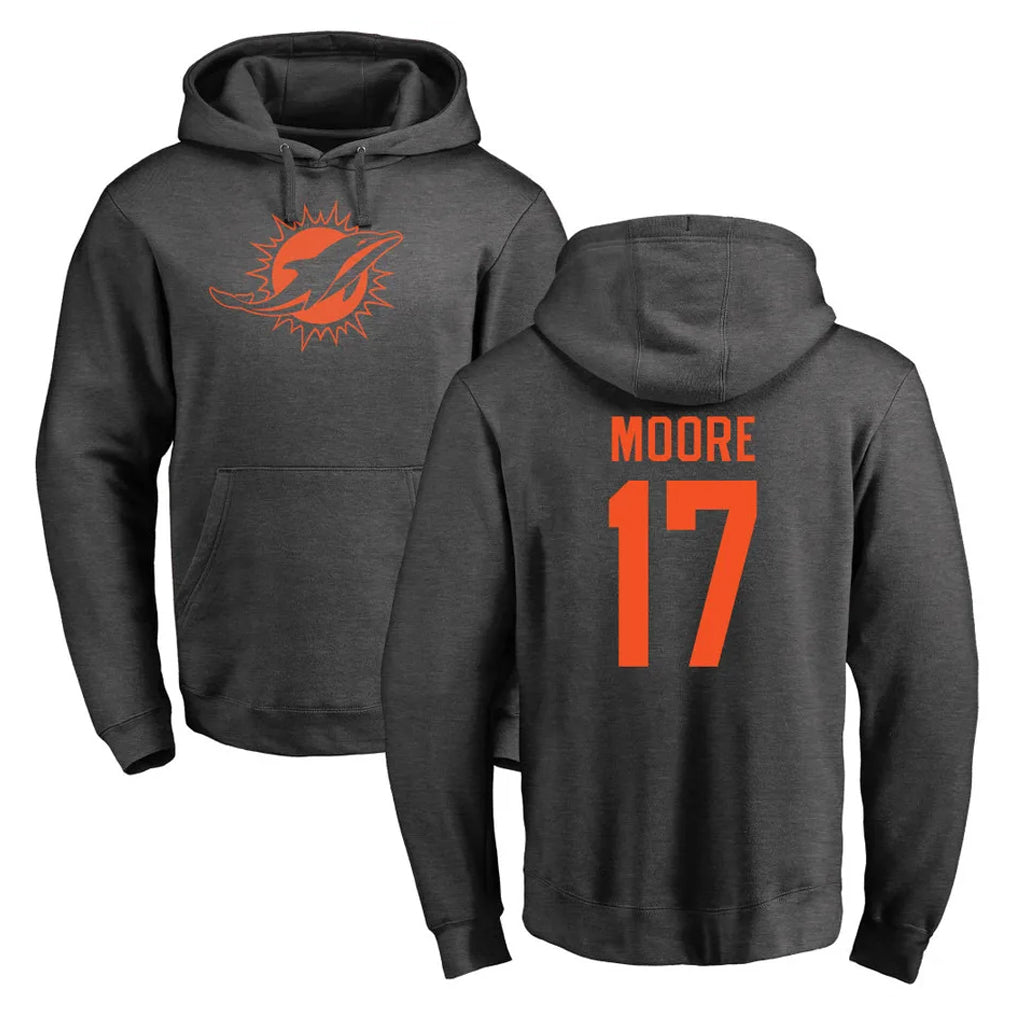 Cooneas M.Dolphins #17 Trey Moore Player Darkgray Pullover Hoodies Limited Stitched Jerseys