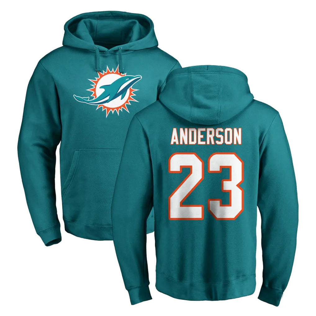 Cooneas M.Dolphins #23 Zayne Anderson Player Aqua LOGO Pullover Hoodies Limited Stitched Jerseys