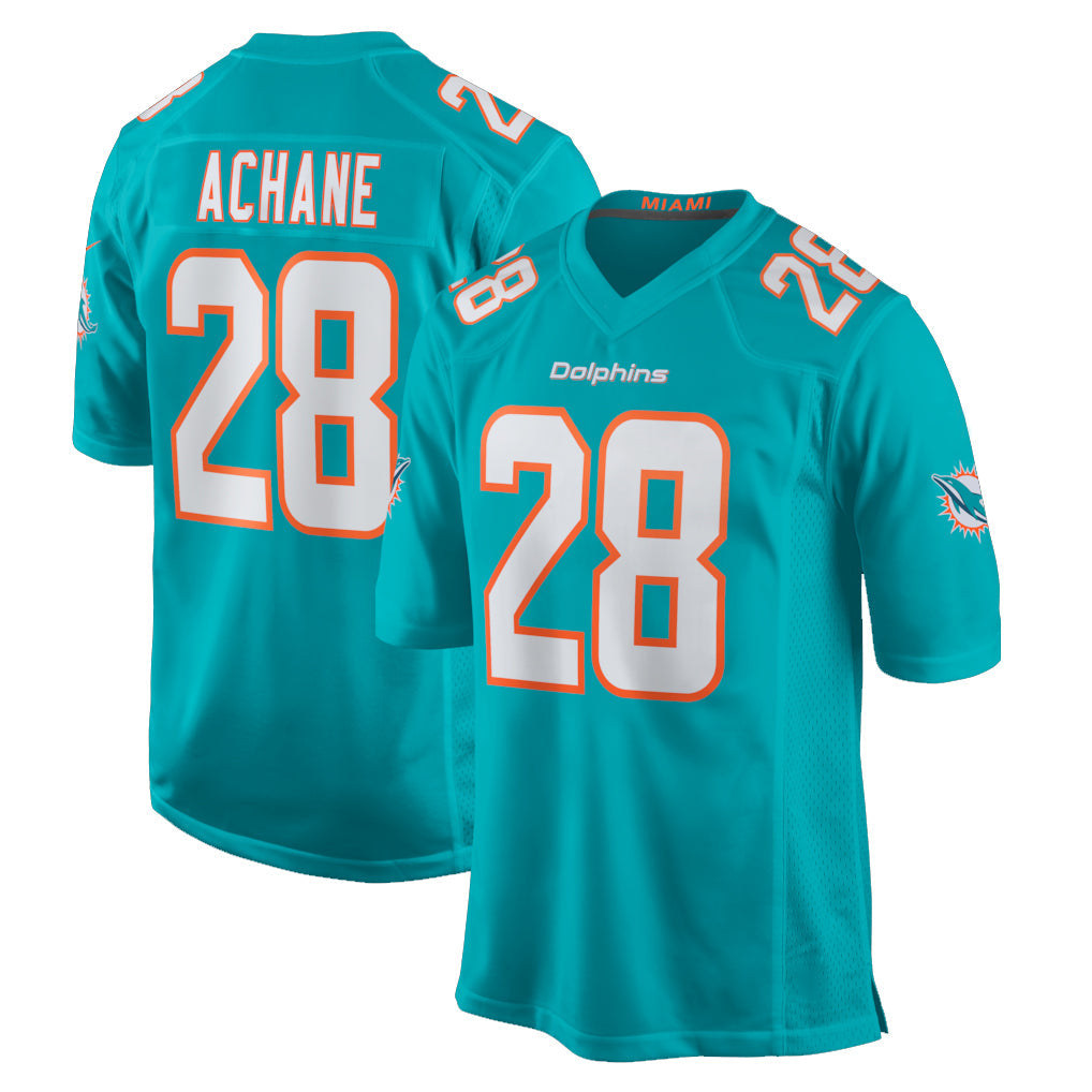 Cooneas M.Dolphins #28 De'Von Achane Player Aqua Home Game Stitched Jerseys