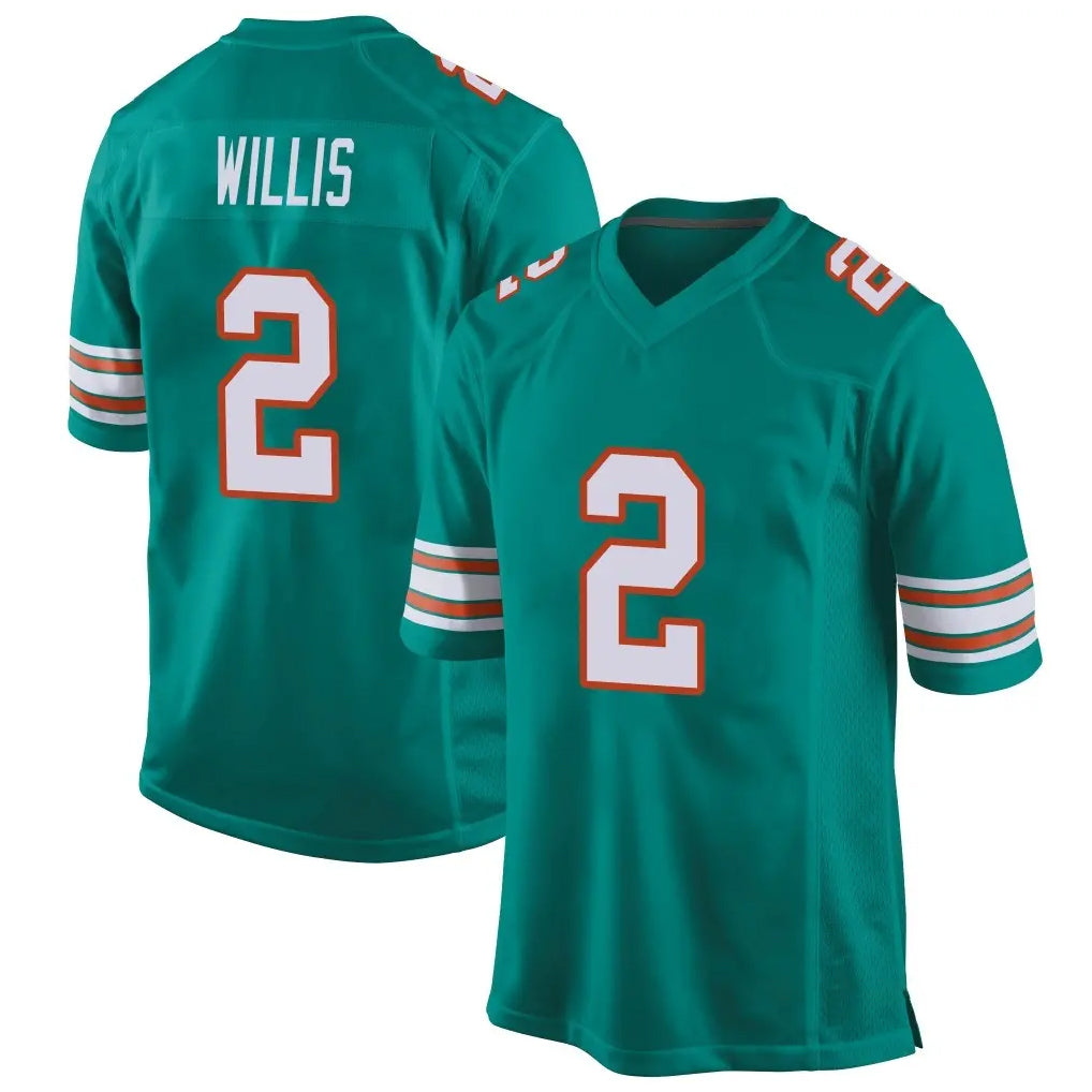 Cooneas M.Dolphins #2 Malik Willis Player Aqua Alternate Home Game Stitched Jerseys