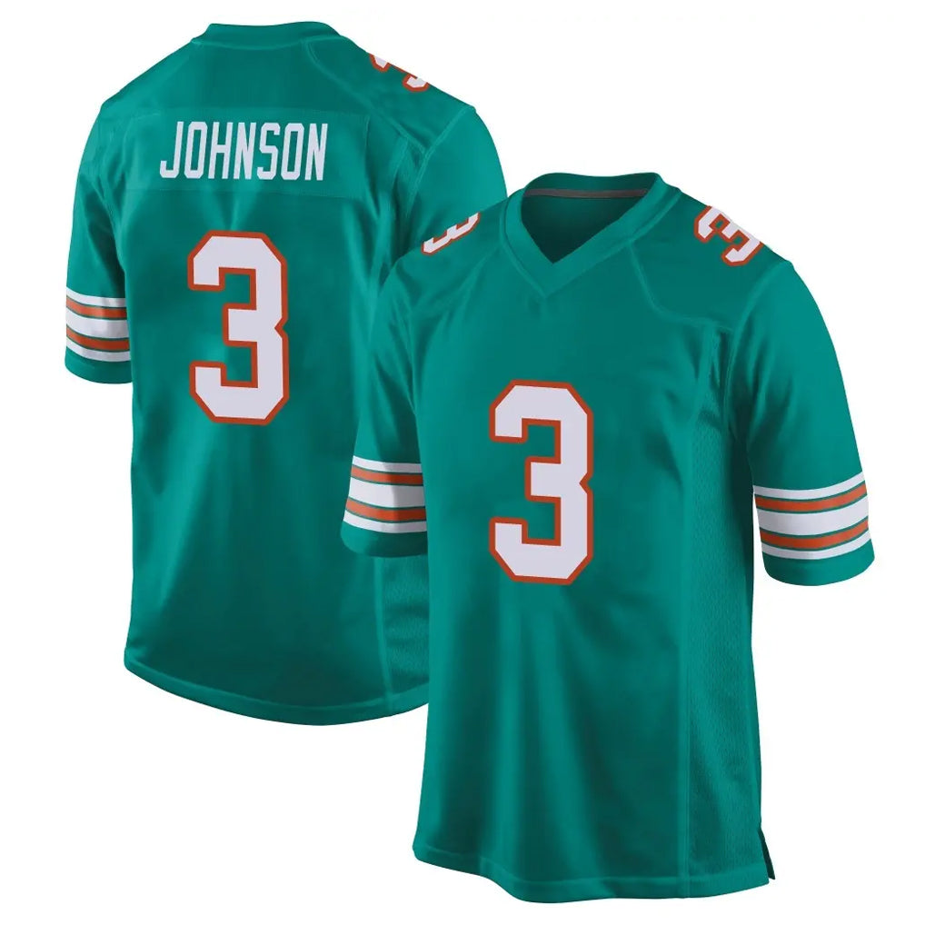 Cooneas M.Dolphins #3 Chris Johnson Player Aqua Alternate Home Game Stitched Jerseys