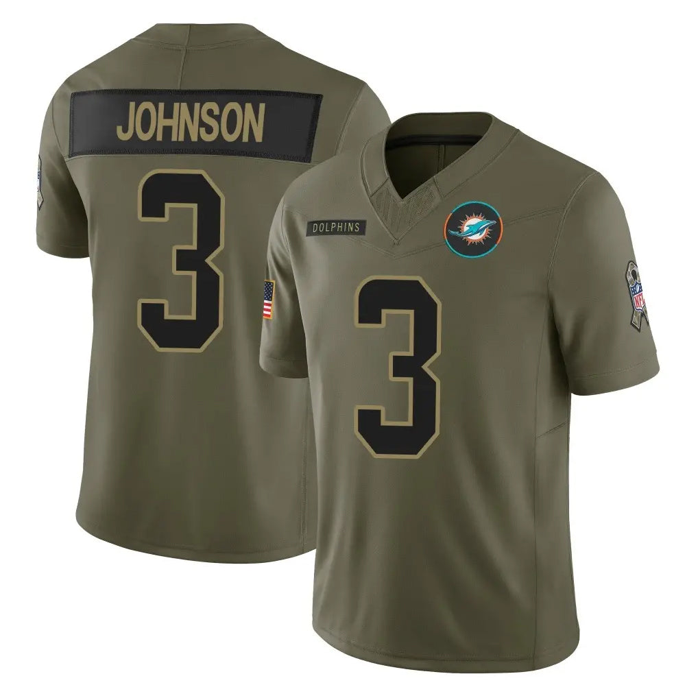 Cooneas M.Dolphins #3 Chris Johnson Player Olive 2025 Salute To Service Limited Game Stitched Jerseys