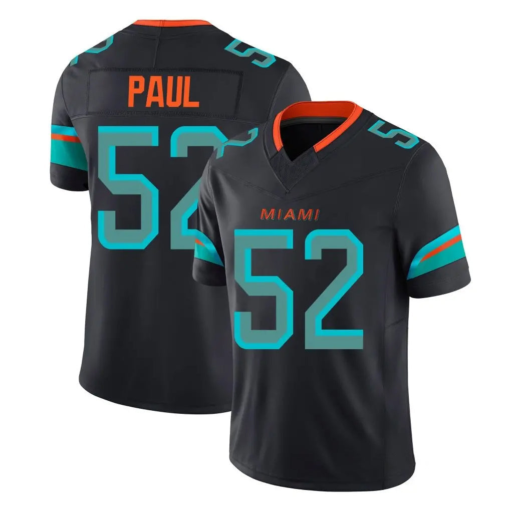 Cooneas M.Dolphins #52 Patrick Paul Player Black Limited Pitch Rivalries Collection Home Game Stitched Jerseys