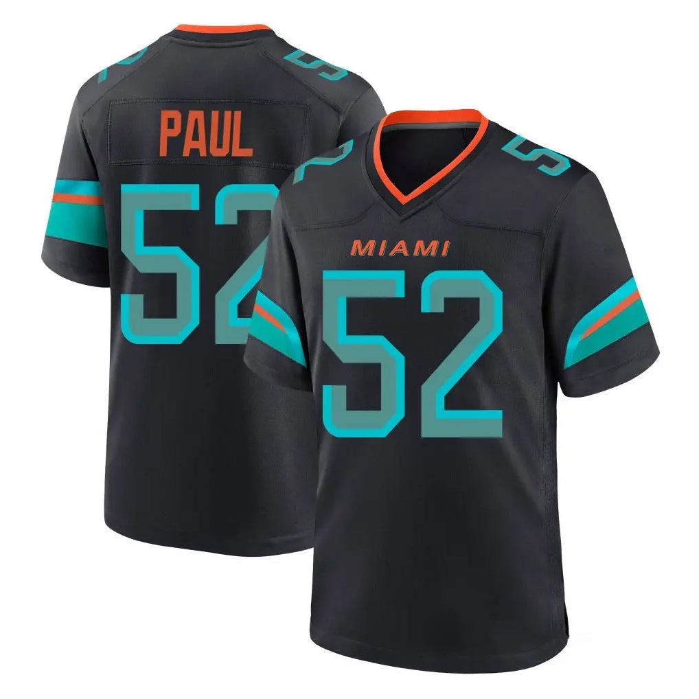 Cooneas M.Dolphins #52 Patrick Paul Player Black Pitch Rivalries Collection Home Game Stitched Jerseys