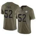 Cooneas M.Dolphins #52 Patrick Paul Player Olive Salute To Service Limited Stitched Jerseys