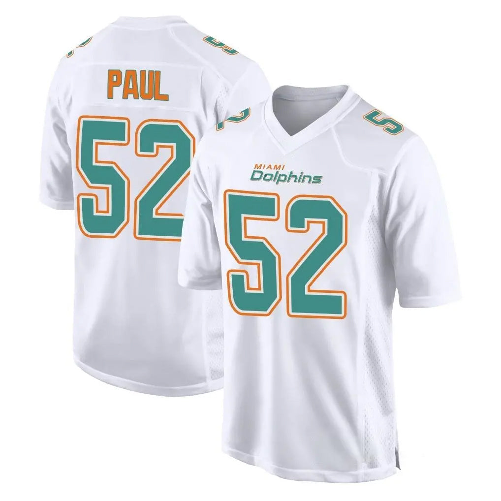 Cooneas M.Dolphins #52 Patrick Paul Player White Fashion Home Game Stitched Jerseys