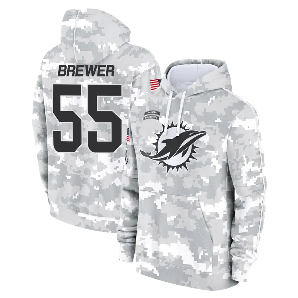Cooneas M.Dolphins #55 Aaron Brewer Player Arctic Camo Salute to Service Hoodies Limited Game Stitched Jerseys