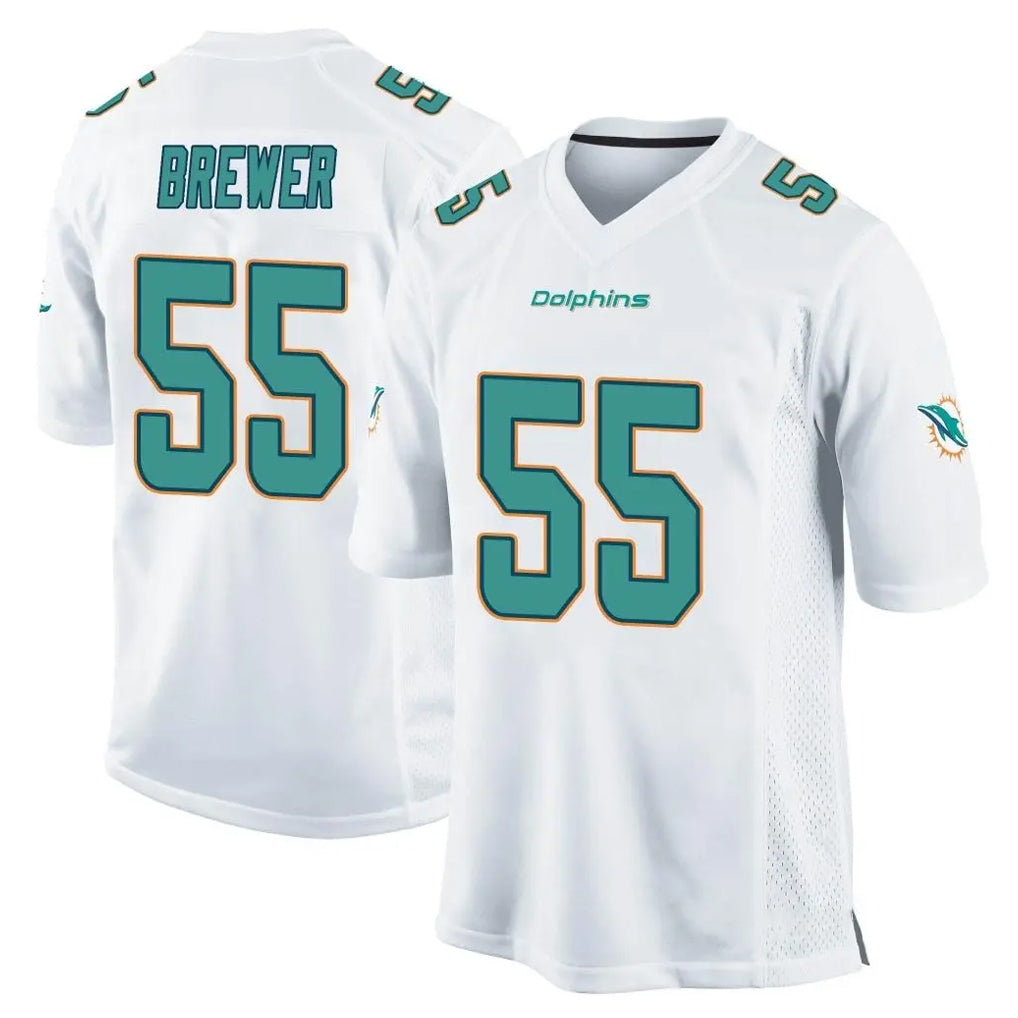 Cooneas M.Dolphins #55 Aaron Brewer Player White Home Game Stitched Jerseys