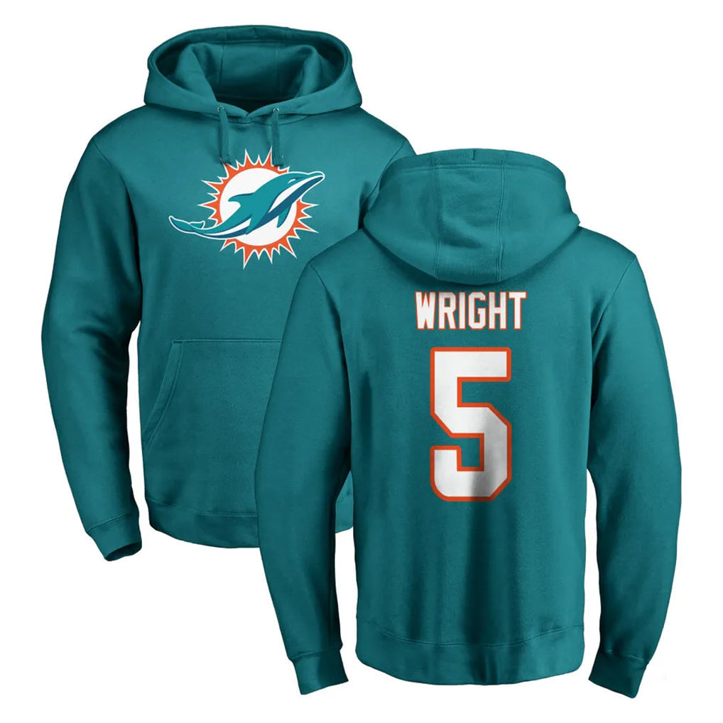 Cooneas M.Dolphins #5 Jaylen Wright Player Aqua LOGO Pullover Hoodies Limited Stitched Jerseys