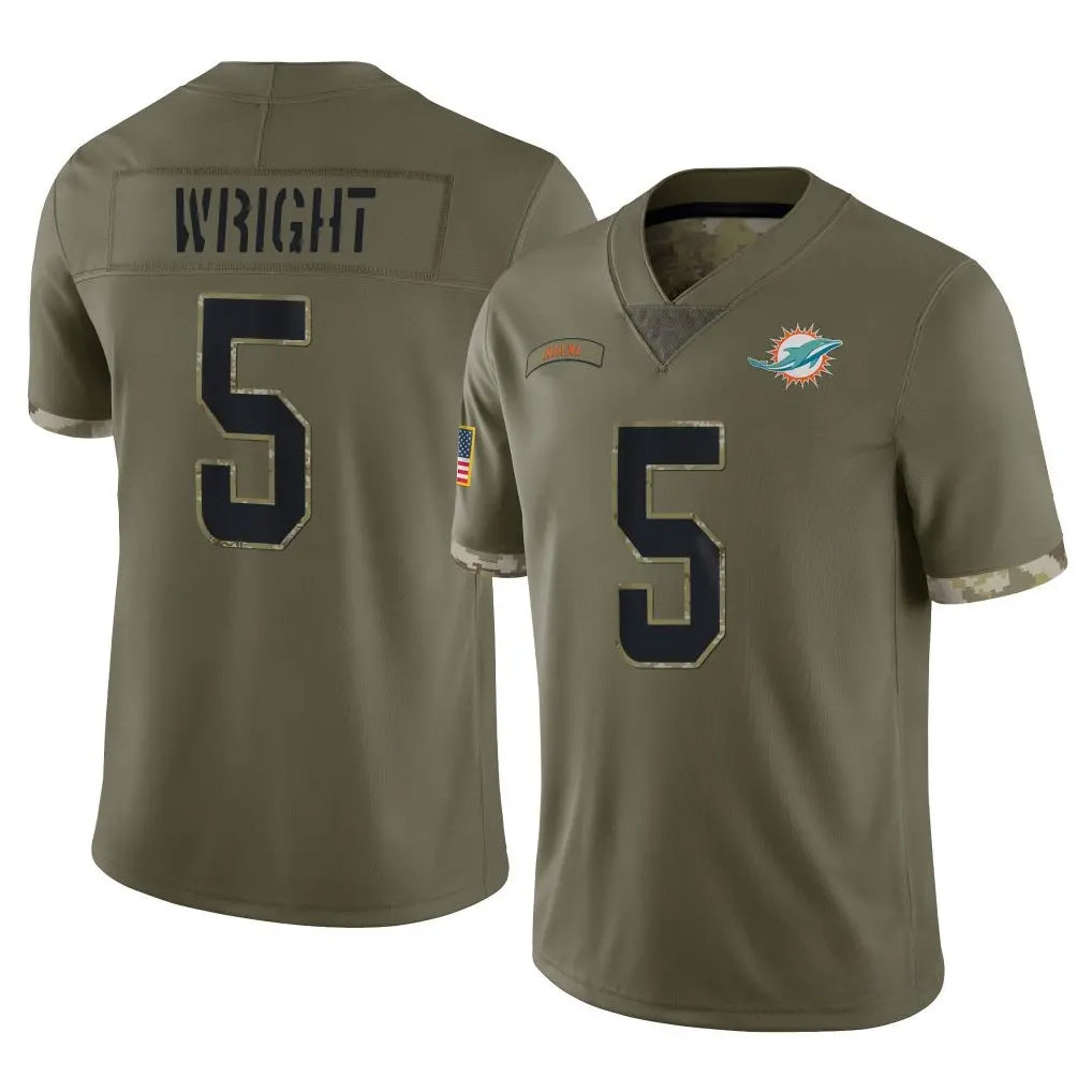Cooneas M.Dolphins #5 Jaylen Wright Player Olive Salute To Service Limited Stitched Jerseys