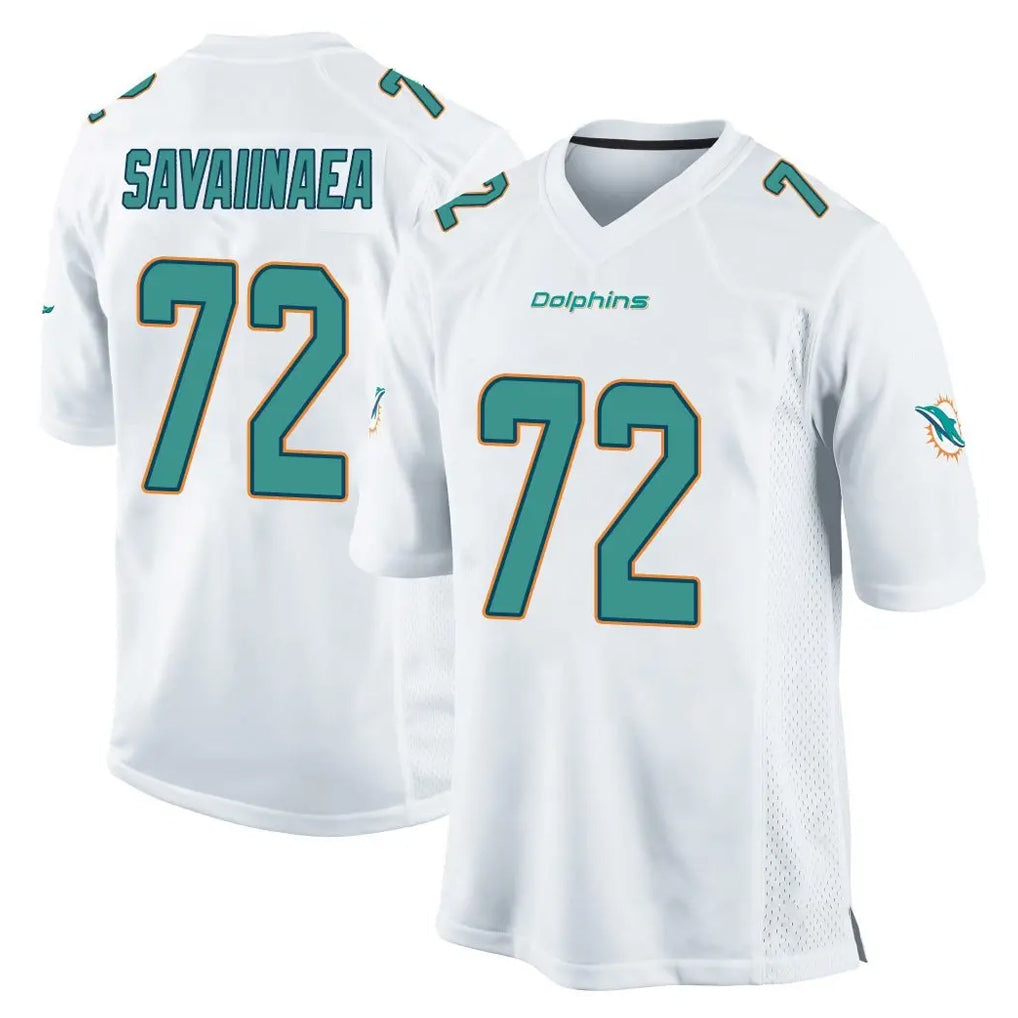 Cooneas M.Dolphins #72 Jonah Savaiinaea Player White Home Game Stitched Jerseys