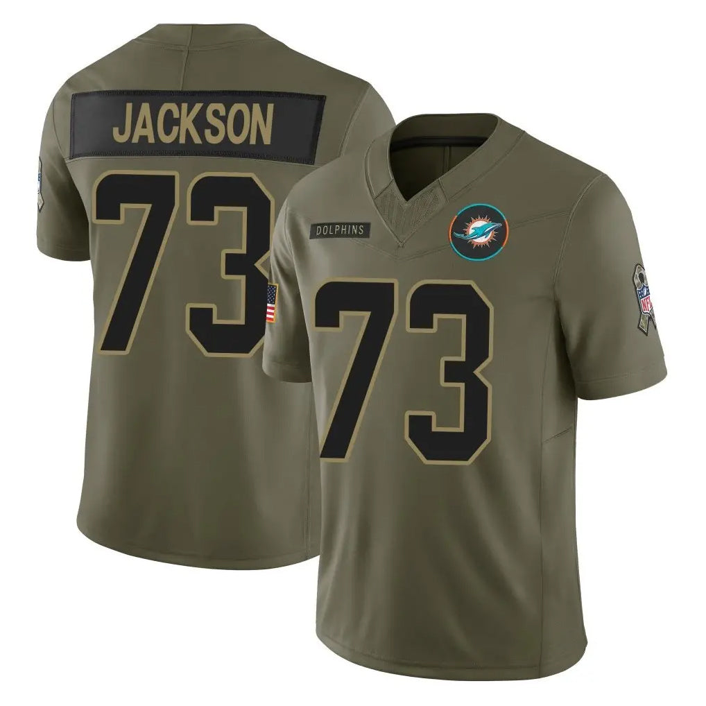 Cooneas M.Dolphins #73 Austin Jackson Player Olive 2025 Salute To Service Limited Game Stitched Jerseys