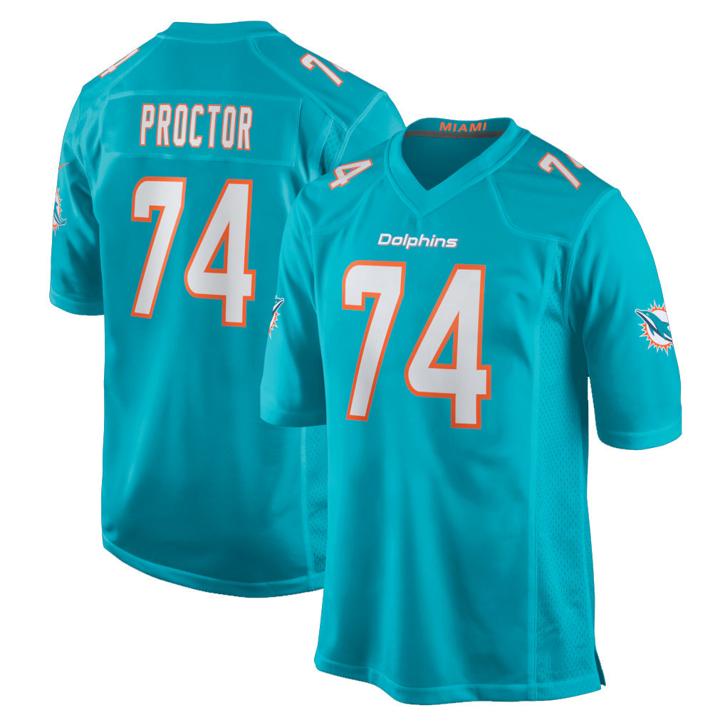 Cooneas M.Dolphins #74 Kadyn Proctor Player Aqua Home Game Stitched Jerseys