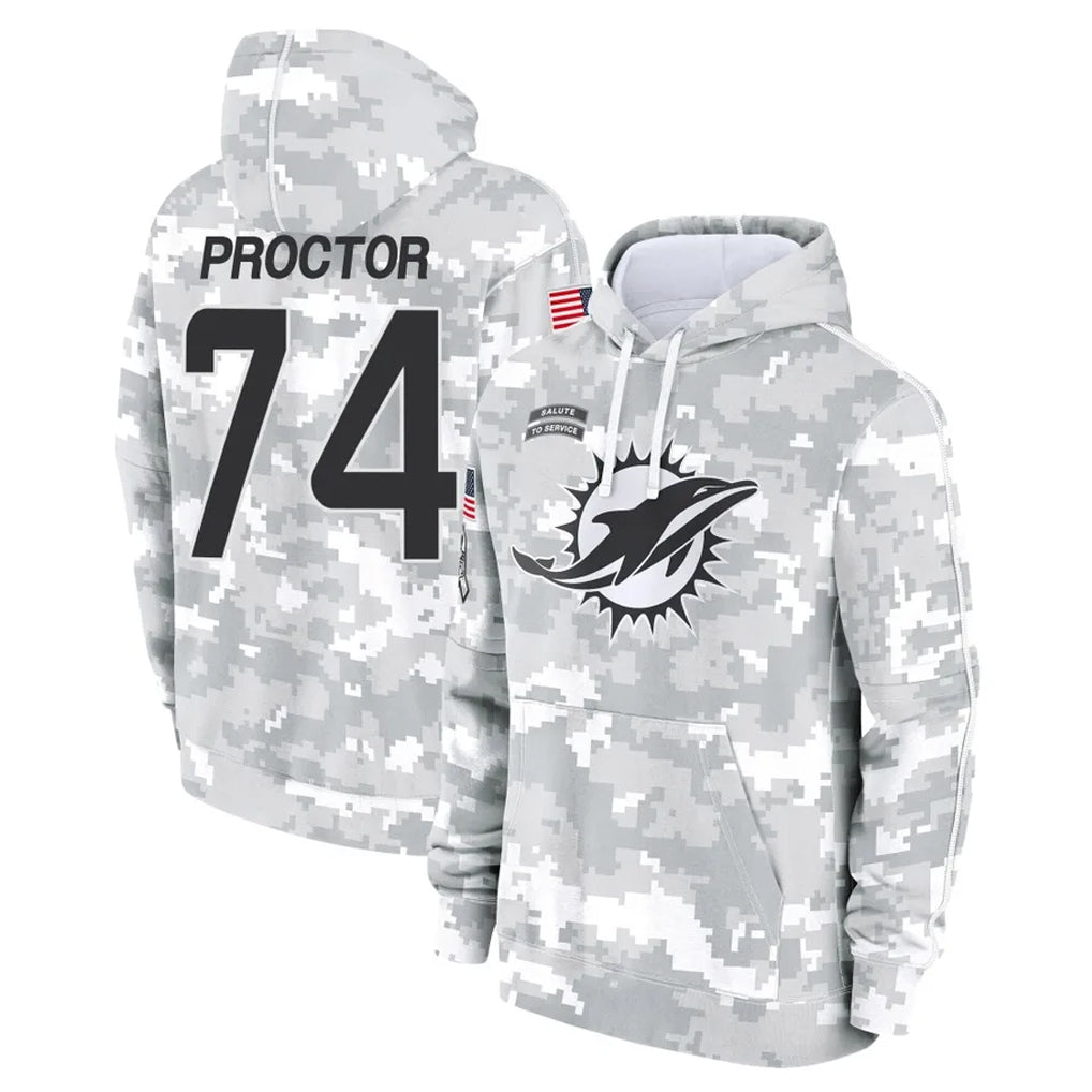 Cooneas M.Dolphins #74 Kadyn Proctor Player Arctic Camo Salute to Service Hoodies Limited Game Stitched Jerseys