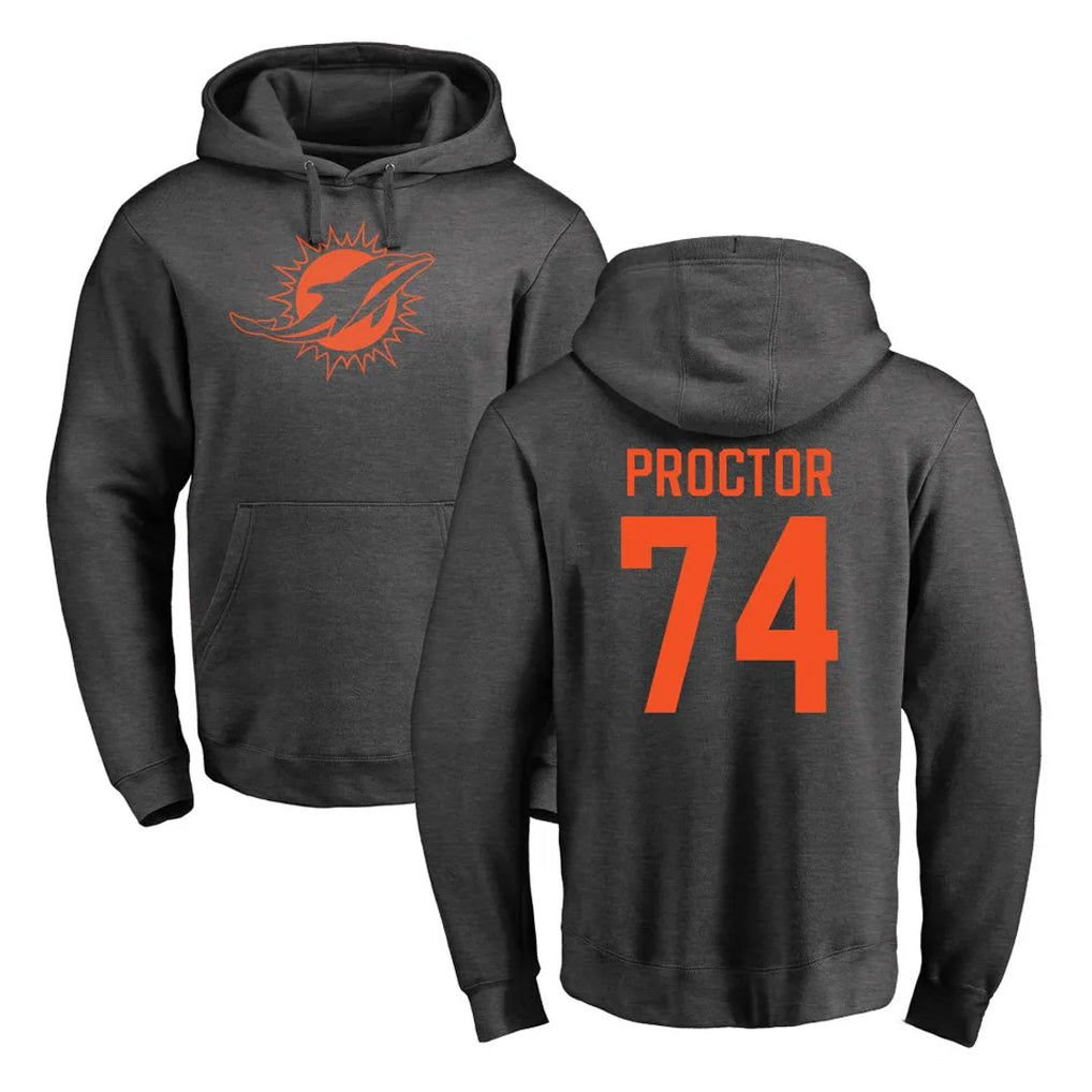 Cooneas M.Dolphins #74 Kadyn Proctor Player Darkgray Pullover Hoodies Limited Stitched Jerseys