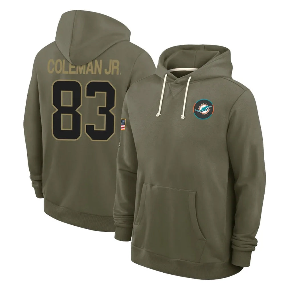 Cooneas M.Dolphins #83 Kevin Coleman Jr. Player Olive Salute to Service Pullover Hoodies Limited Stitched Jerseys