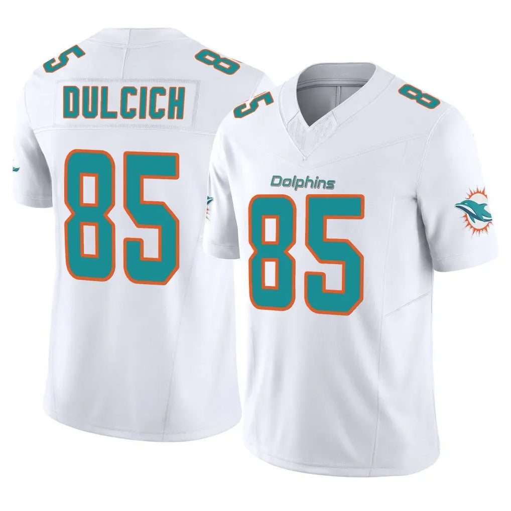 Cooneas M.Dolphins #85 Greg Dulcich Player White Limited Vapor F.U.S.E. Home Game Stitched Jerseys