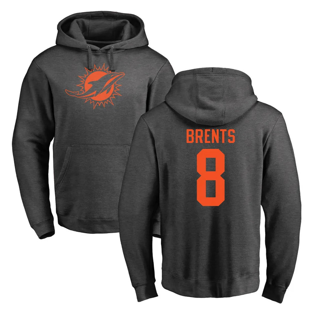 Cooneas M.Dolphins #8 JuJu Brents Player Darkgray Pullover Hoodies Limited Stitched Jerseys