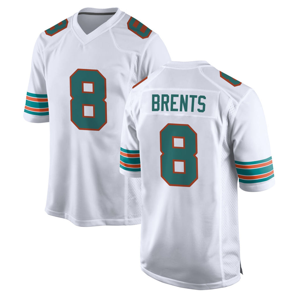 Cooneas M.Dolphins #8 JuJu Brents Player White Limited Home Game Stitched Jerseys