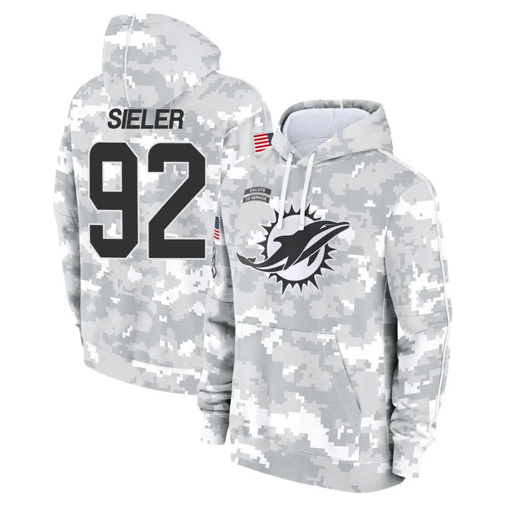 Cooneas M.Dolphins #92 Zach Sieler Player Arctic Camo Salute to Service Hoodies Limited Game Stitched Jerseys
