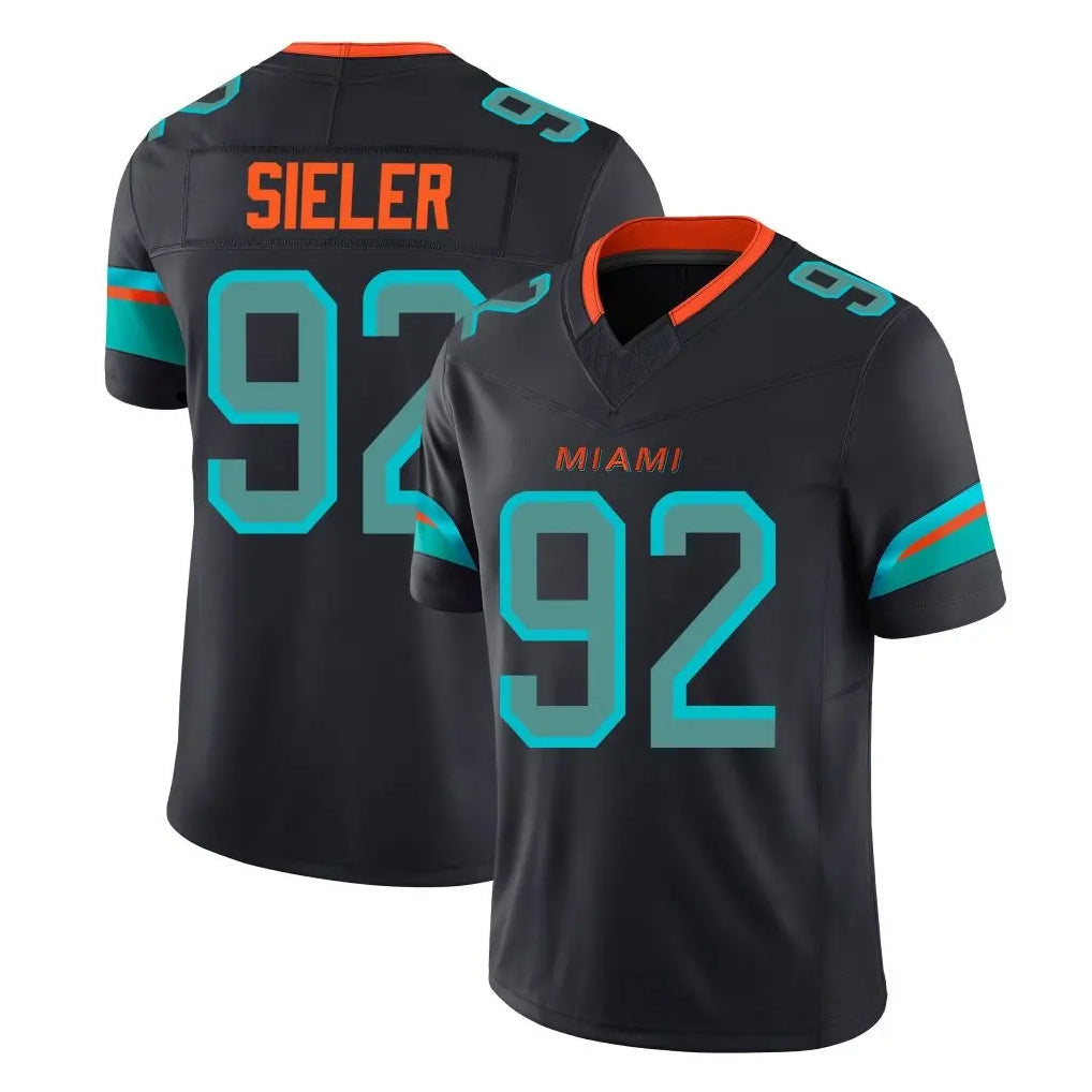 Cooneas M.Dolphins #92 Zach Sieler Player Black Limited Pitch Rivalries Collection Home Game Stitched Jerseys