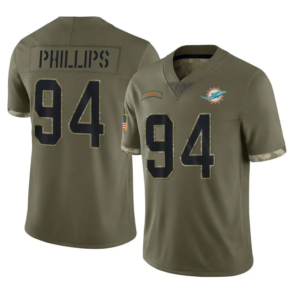 Cooneas M.Dolphins #94 Jordan Phillips Player Olive Salute To Service Limited Stitched Jerseys