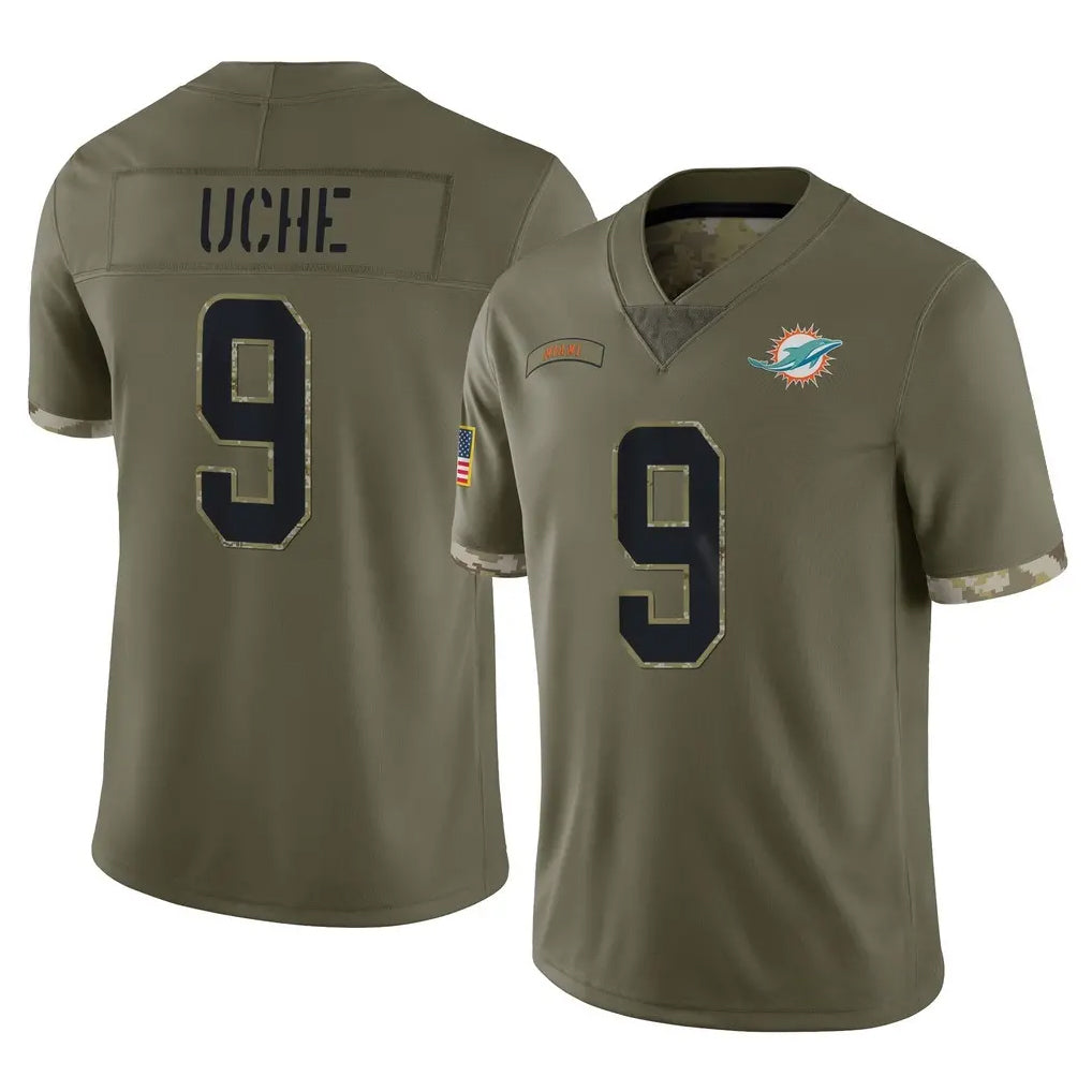 Cooneas M.Dolphins #9 Joshua Uche Player Olive Salute To Service Limited Stitched Jerseys