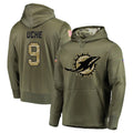 Cooneas M.Dolphins #9 Joshua Uche Player Olive Salute to Service Pullover Hoodies Home Game Stitched Jerseys