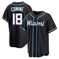 Cooneas M.Marlins #18 Griffin Conine Player Black Fashion Out Home Game Stitched Jerseys