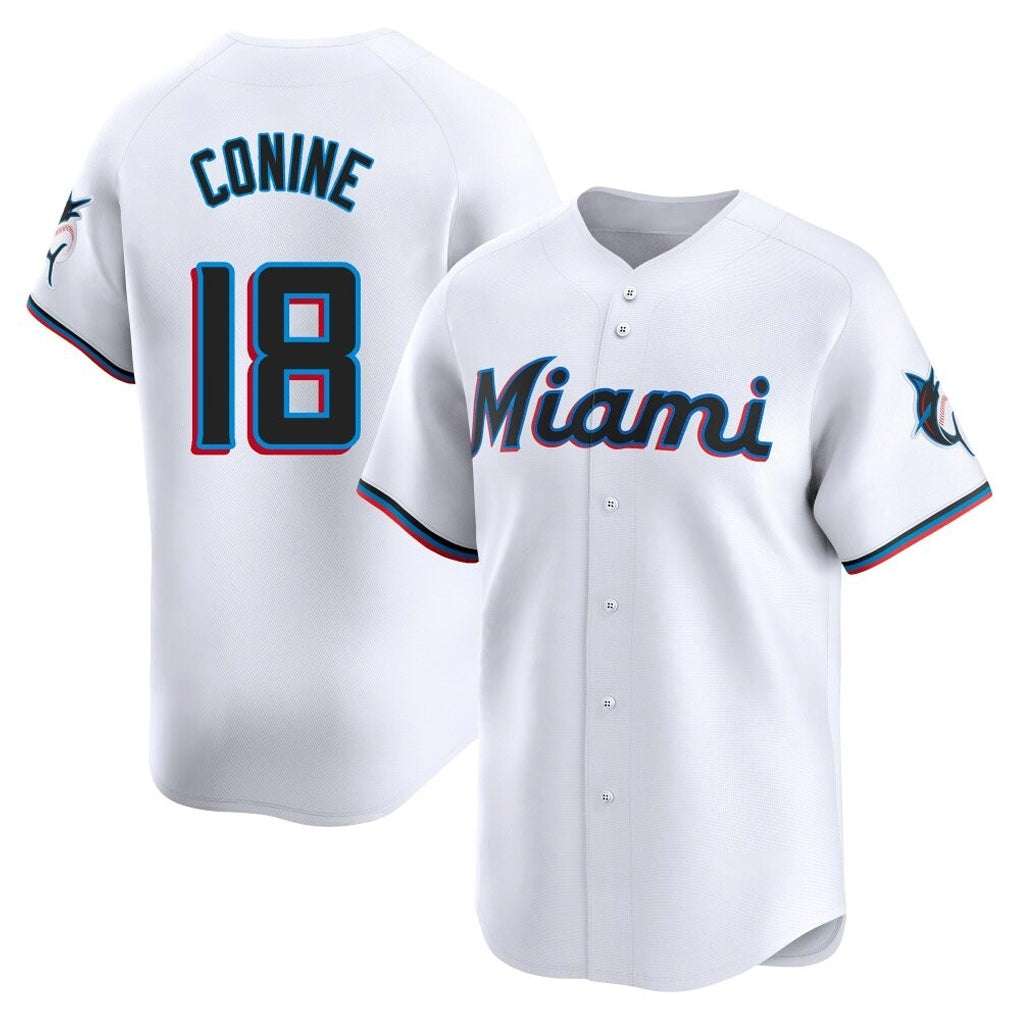 Cooneas M.Marlins #18 Griffin Conine Player White Home Limited Stitched Jerseys