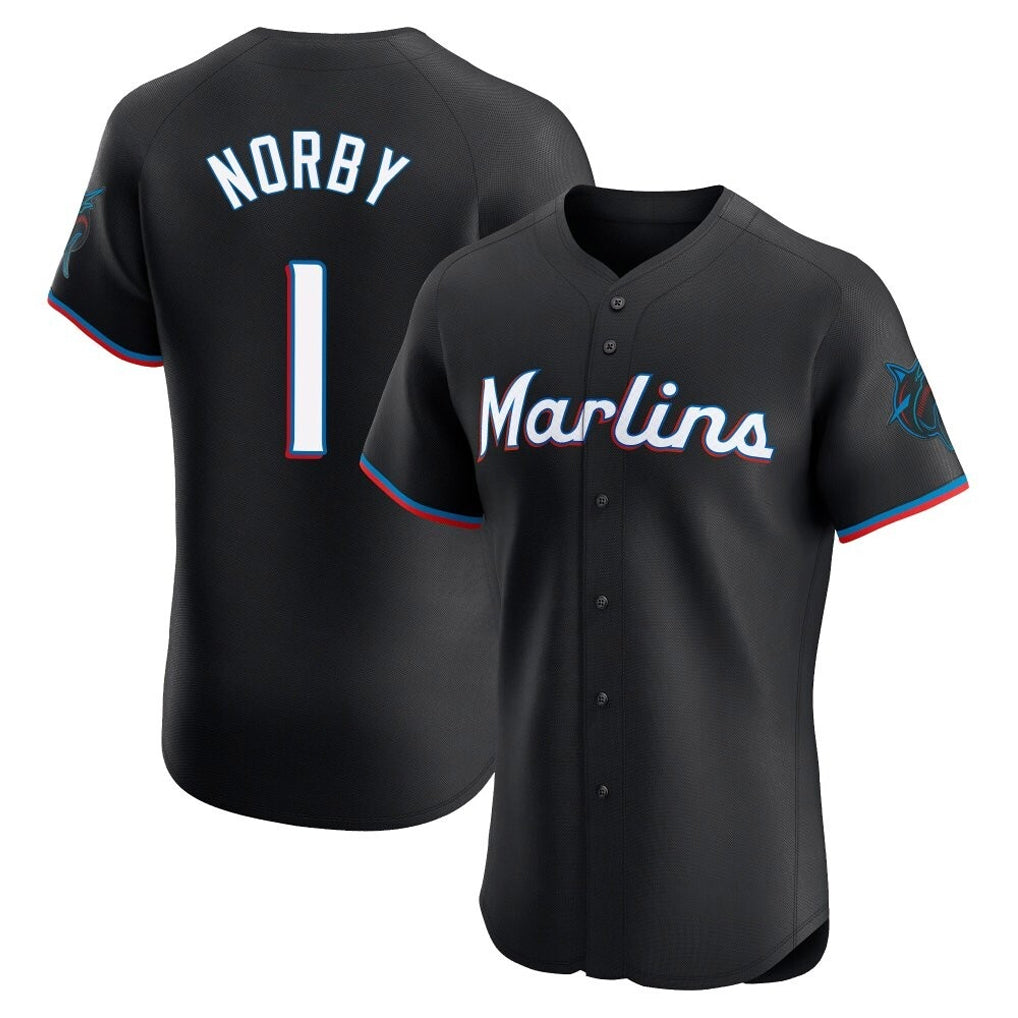 Cooneas M.Marlins #1 Connor Norby Player Black Vapor Home Limited Elite Stitched Jerseys