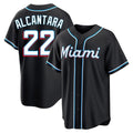Cooneas M.Marlins #22 Sandy Alcantara Player Black Fashion Out Home Game Stitched Jerseys