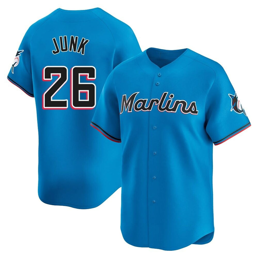 Cooneas M.Marlins #26 Janson Junk Player Blue Home Limited Stitched Jerseys