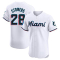 Cooneas M.Marlins #28 Kyle Stowers Player White  Home Limited Elite Stitched Jerseys