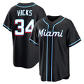 Cooneas M.Marlins #34 Liam Hicks Player Black Fashion Out Home Game Stitched Jerseys