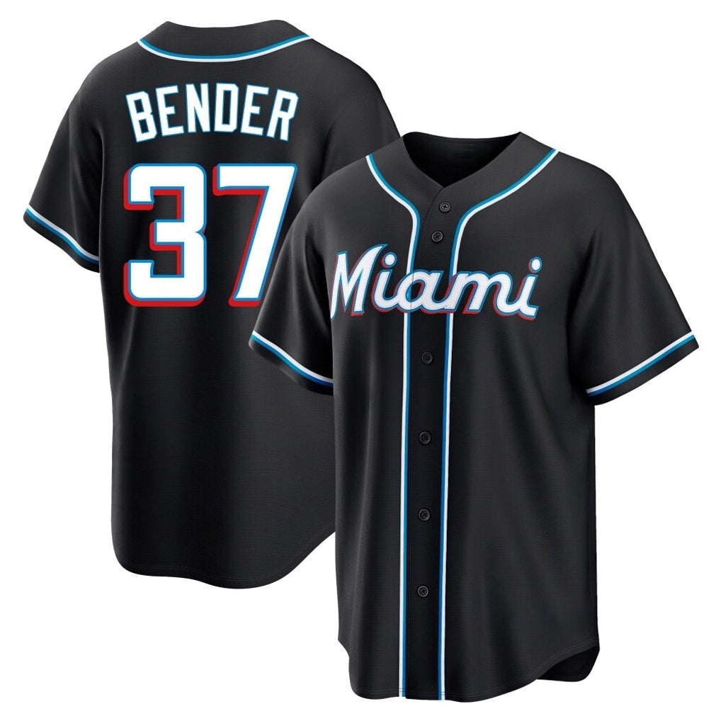 Cooneas M.Marlins #37 Anthony Bender Player Black Fashion Out Home Game Stitched Jerseys