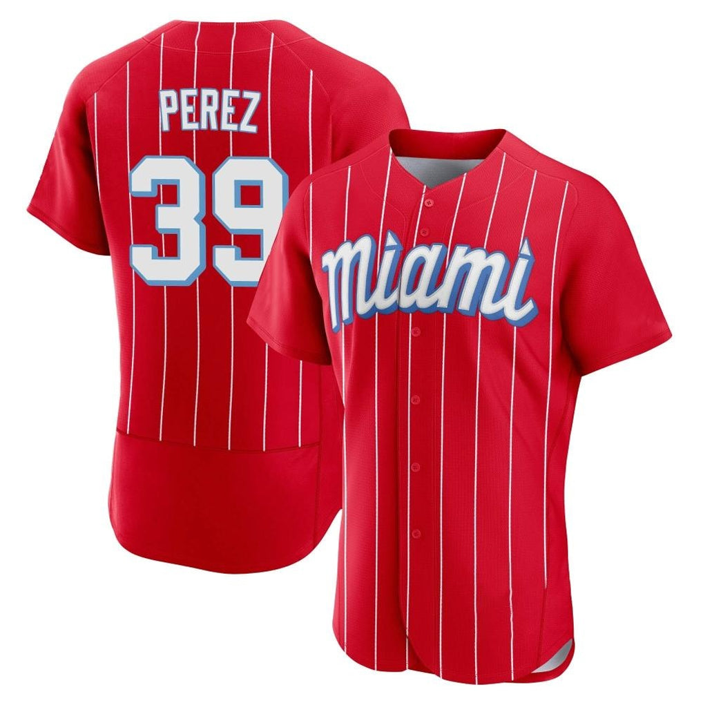 Cooneas M.Marlins #39 Eury Perez Player Red City Connect Home Limited Elite Stitched Jerseys