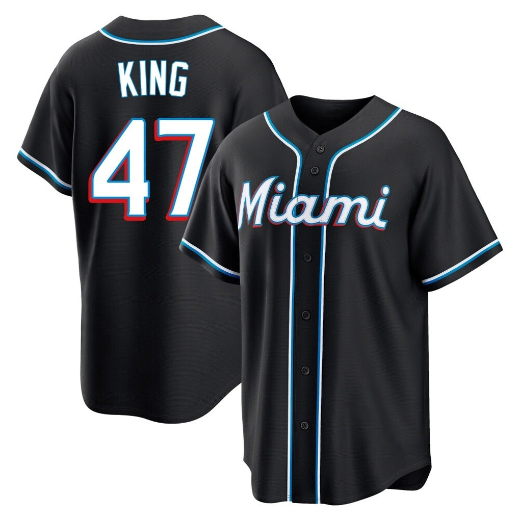 Cooneas M.Marlins #47 John King Player Black Fashion Out Home Game Stitched Jerseys